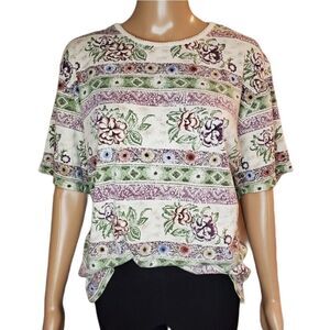 VTG ALFRED DUNNER Women’s Short Sleeve Floral Top